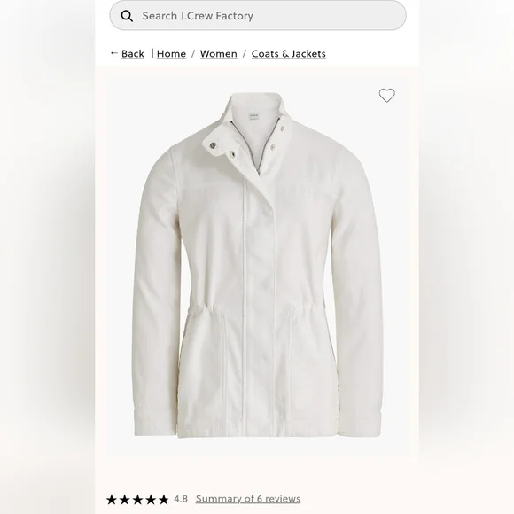J.Crew white Utility jacket Cinch Drawstring PM Coastal Preppy Spring Summer EUC - Picture 14 of 15